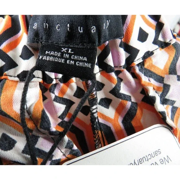 Sanctuary Geometric Print Relaxed Fit Trousers -Pockets- Size XL - Picture 11 of 11